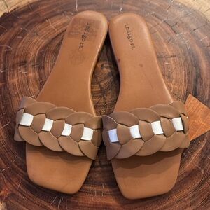 Brown braided sandals